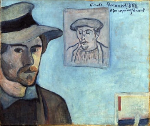 Émile Bernard; Self-portrait with portrait of Gauguin, dedicated to Vincent van Gogh, 1888