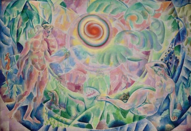 Daniel Vladimir Baranoff-Rossine - The Rhythm (Adam and Eve) 1910 (oil pencil and crayon on can - (MeisterDrucke-234582)