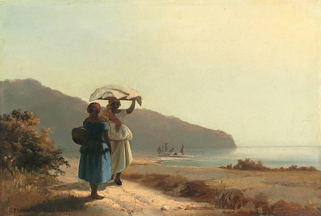 Zwei Frauen am Meer ins Gespräch vertieft, St. Thomas
