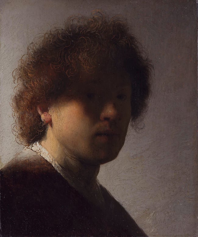 Selbstporträt in jungen Jahren, 1628, Öl auf Eiche, 22,6 x 18,7 cm