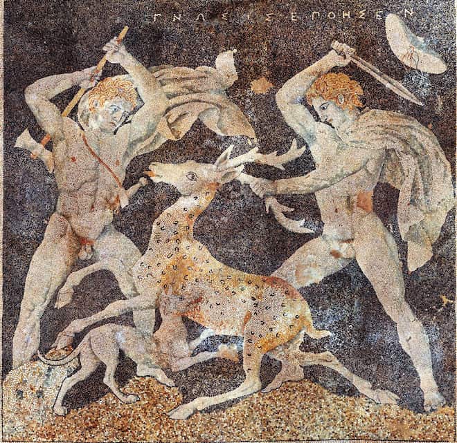 Gnosis, Kieselmosaik einer Tierjagd aus Pella, ca .300 v.Chr.