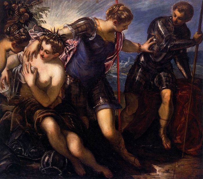 Jacopo Tintoretto, Minerva vertreibt Mars von Pax und Abundantia, Dogenpalast