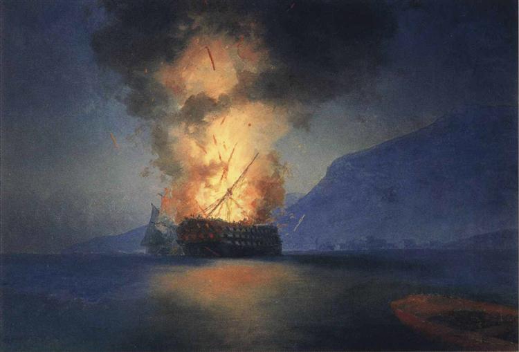Ivan Aivazovsky, Exploding Ship, 1900