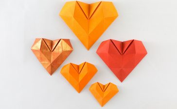 3D Origami Herz Faltanleitung