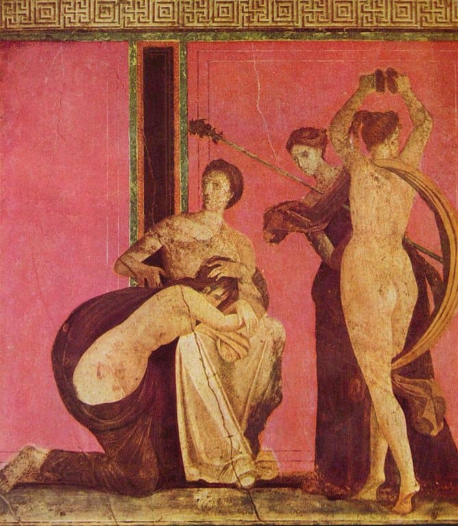 Römische Kunst: Dionysischer Fries mit gegeißeltem Mädchen und Bacchantin