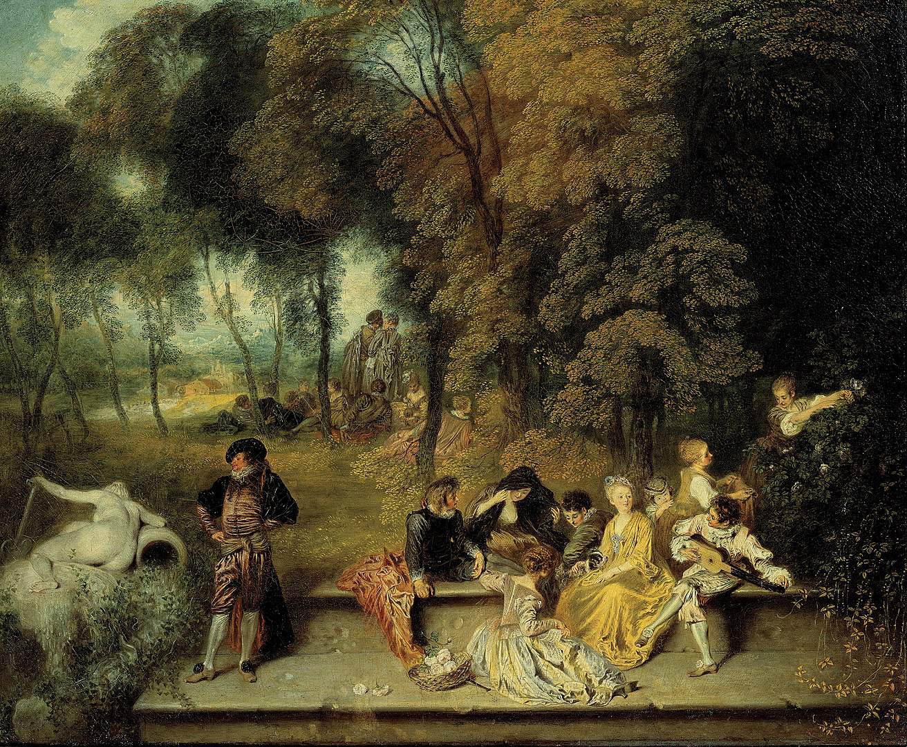 Antoine Watteau, Gesellige Unterhaltung im Freien, 1718/19