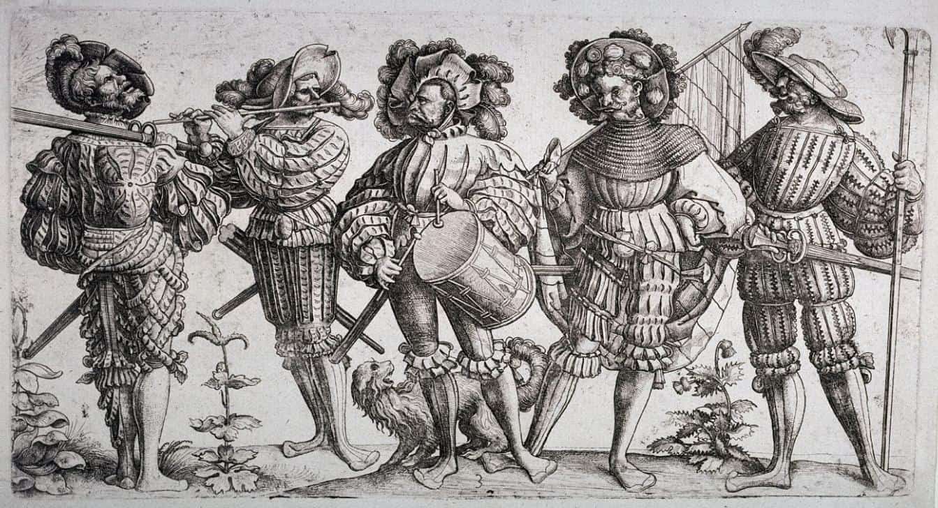 Daniel Hopfer, Die fünf Landsknechte, Beginn 16. Jahrhundert