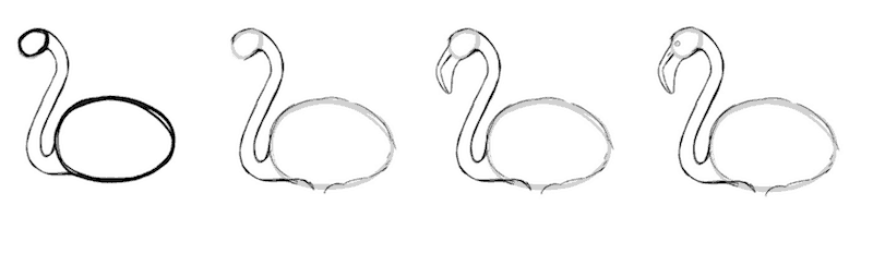 Flamingo Vogel zeichnen 1