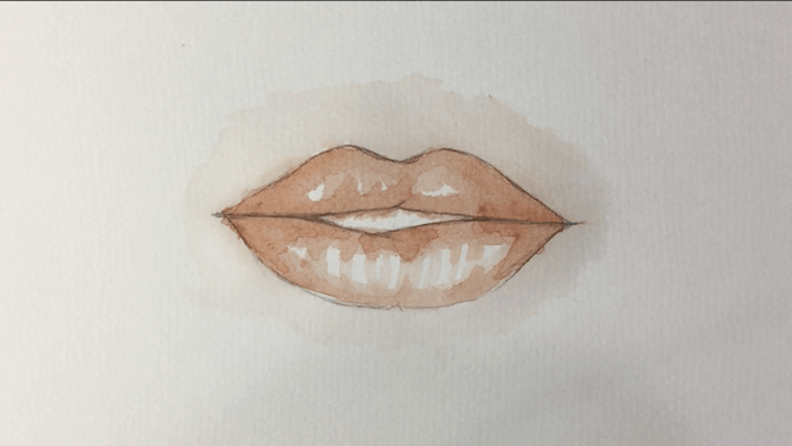 Lippen in Aquarell