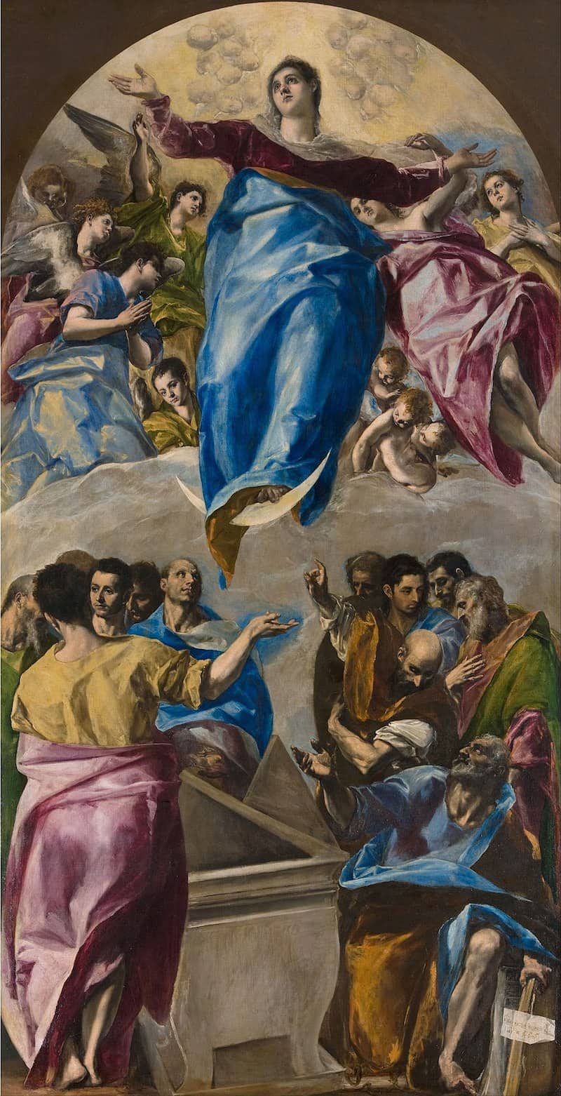 El Greco, Himmelfahrt Marias, 401 × 229 cm, Öl auf Leinwand, 1577