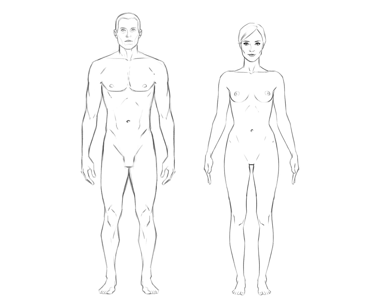 Körper zeichnen lernen Mann u Frau