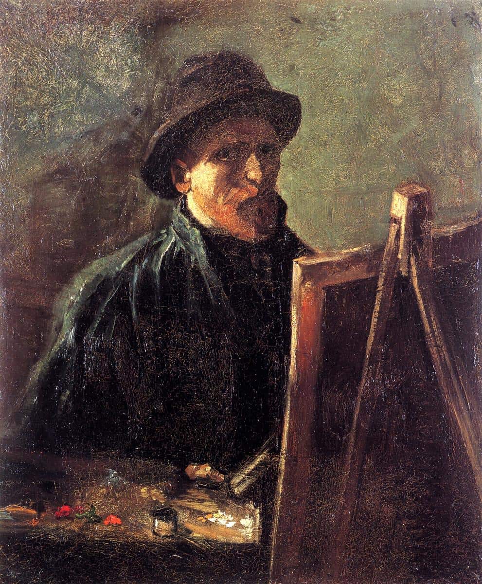 Vincent van Gogh, Selbstbildnis mit dunklem Fellhut an der Staffelei, 1886