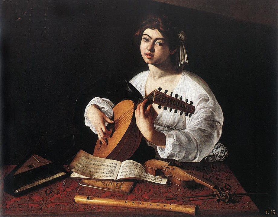 Caravaggio, Der Lautenspieler, Wildenstein-Version, 1596