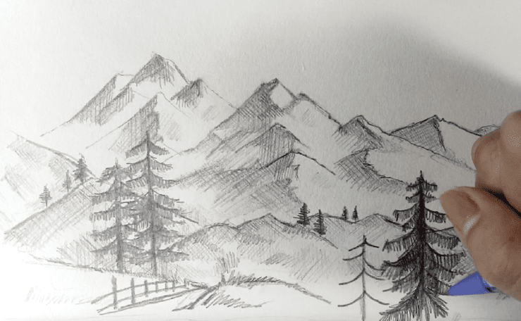 Berge zeichnen lernen: Eine einfache Anleitung für ein Bergmotiv