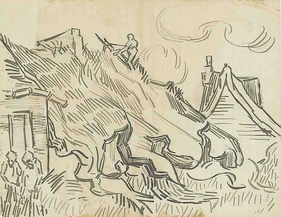 Vincent van Gogh, Skizze Sandsteinhütten, 1890, Brief 902