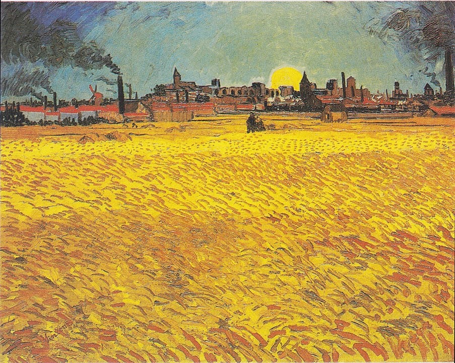 Vincent van Gogh, Weizenfeld bei Sonnenuntergang, Juni 1888