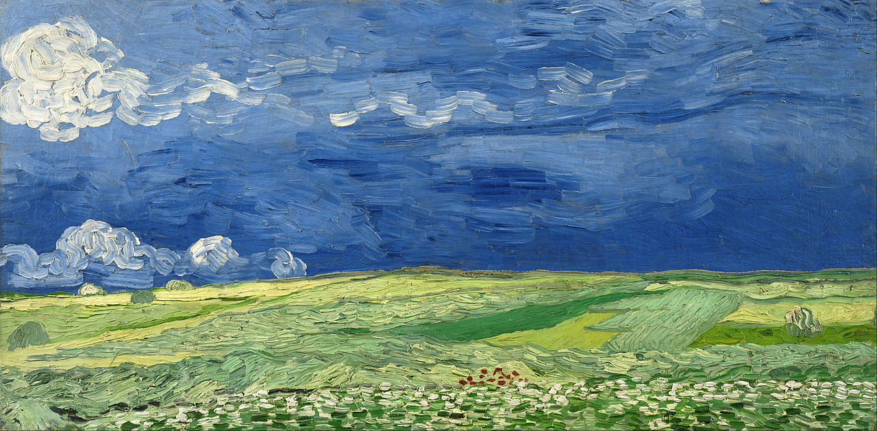Vincent van Gogh, Weizenfeld unter Gewitterwolken, Juli 1890