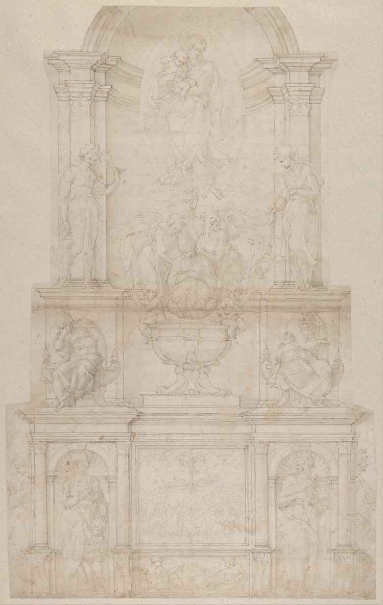 Entwurf eines Wandgrabs für Julius II., Michelangelo. - Met Museum NYC