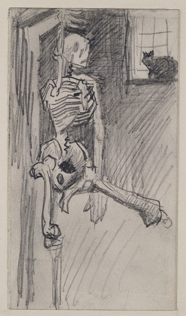 Vincent van Gogh, Hängendes Skelett und Katze, März - Mai 1886