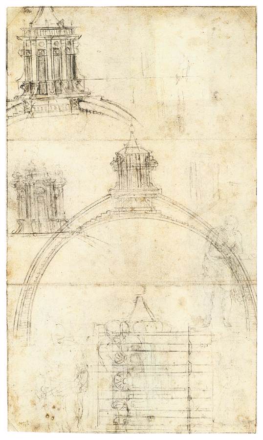 Michelangelo, Architektonische Zeichnungen für den Petersdom, 1546-49