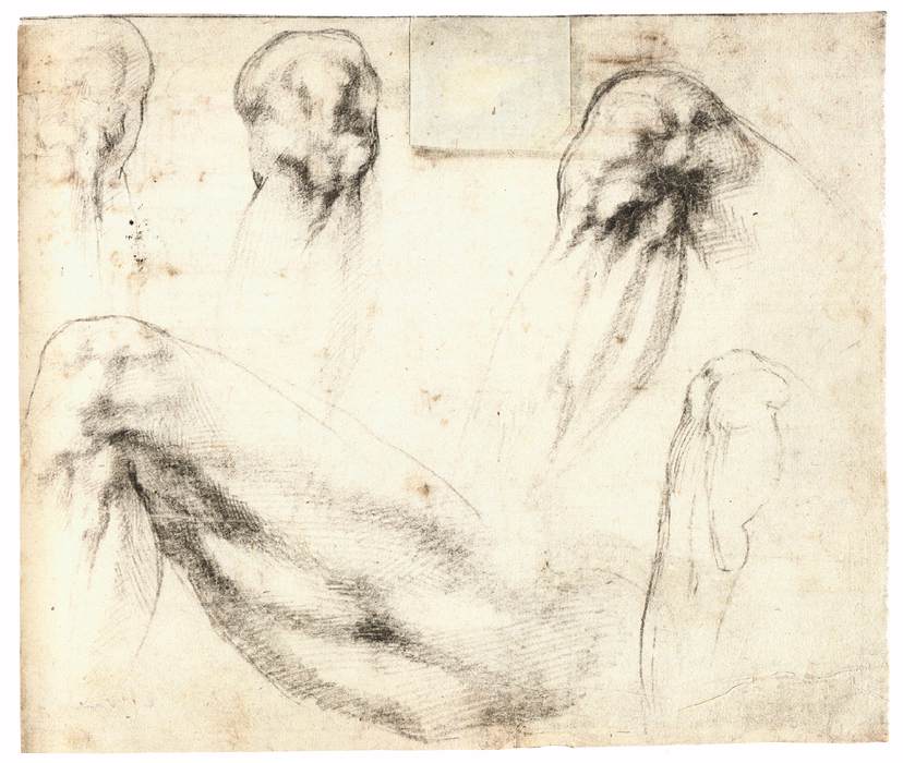 Michelangelo, Studie eines linken Beins und Knies für die Medici-Kapelle, ca. 1524-25