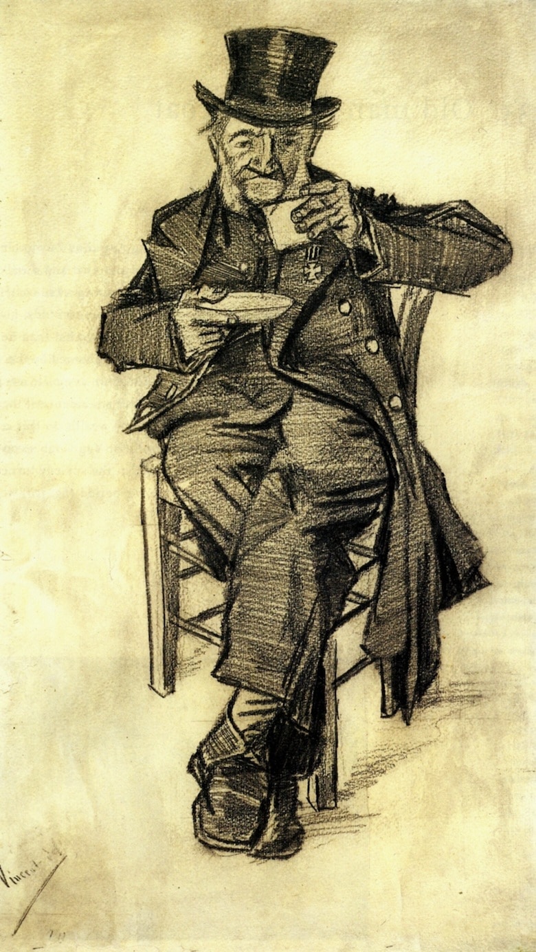 Vincent van Gogh, Mann mit Zylinder beim Kaffeetrinken, 1882