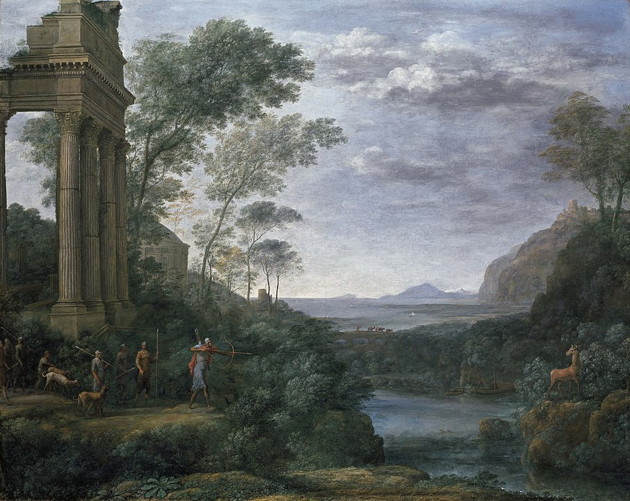 Claude Lorrain, Landschaft mit Askanius, der den Hirsch von Sylvia erschießt , 1682