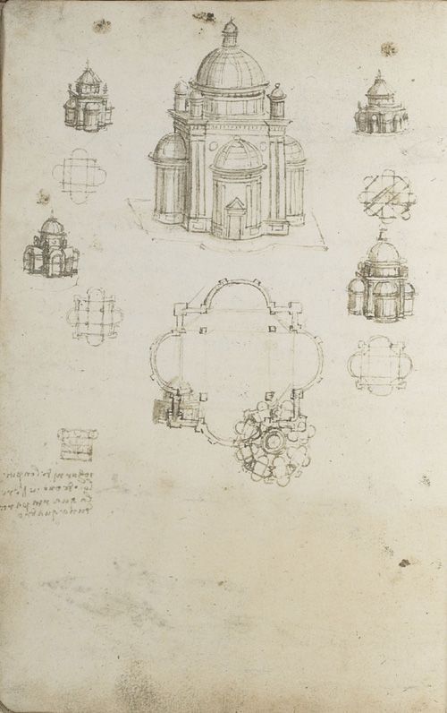 Leonardo da Vinci, Codex Ashburnham, Entwurf einer Kirche