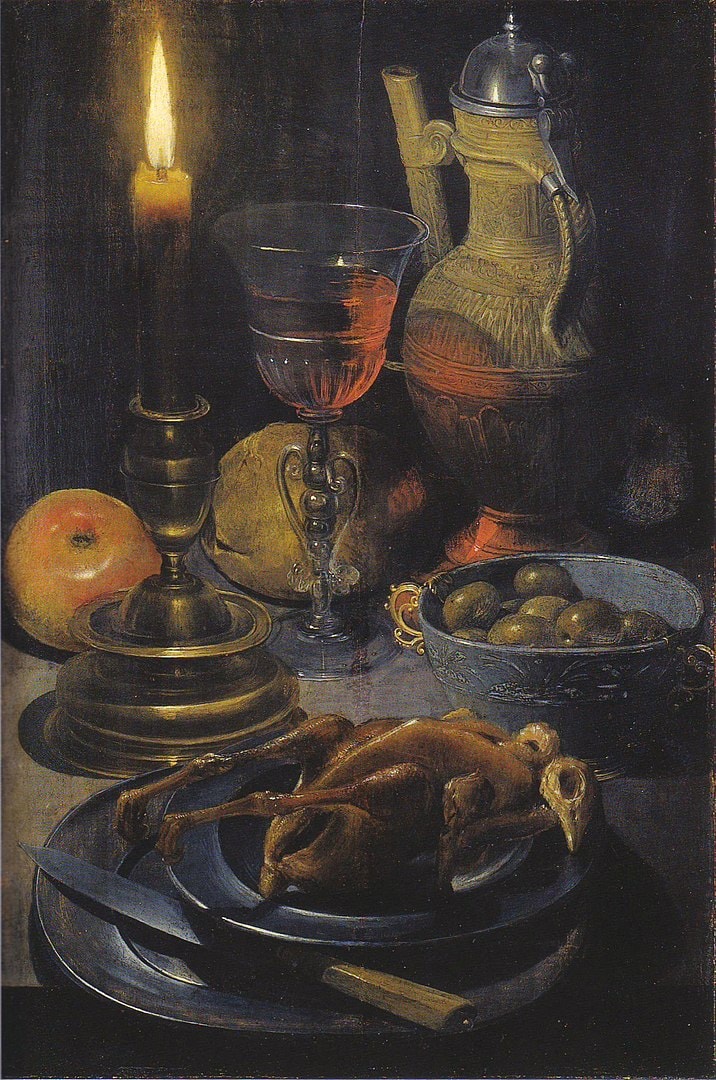 Georg Flegel, Abendmahlzeit bei Kerzenschein, ca. 1635-38