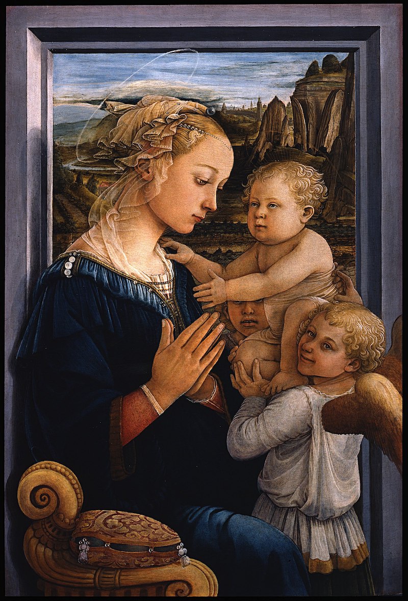 Fra Filippo Lippi, Madonna und Kind mit Engeln bekannt als Lippina, ca 1465