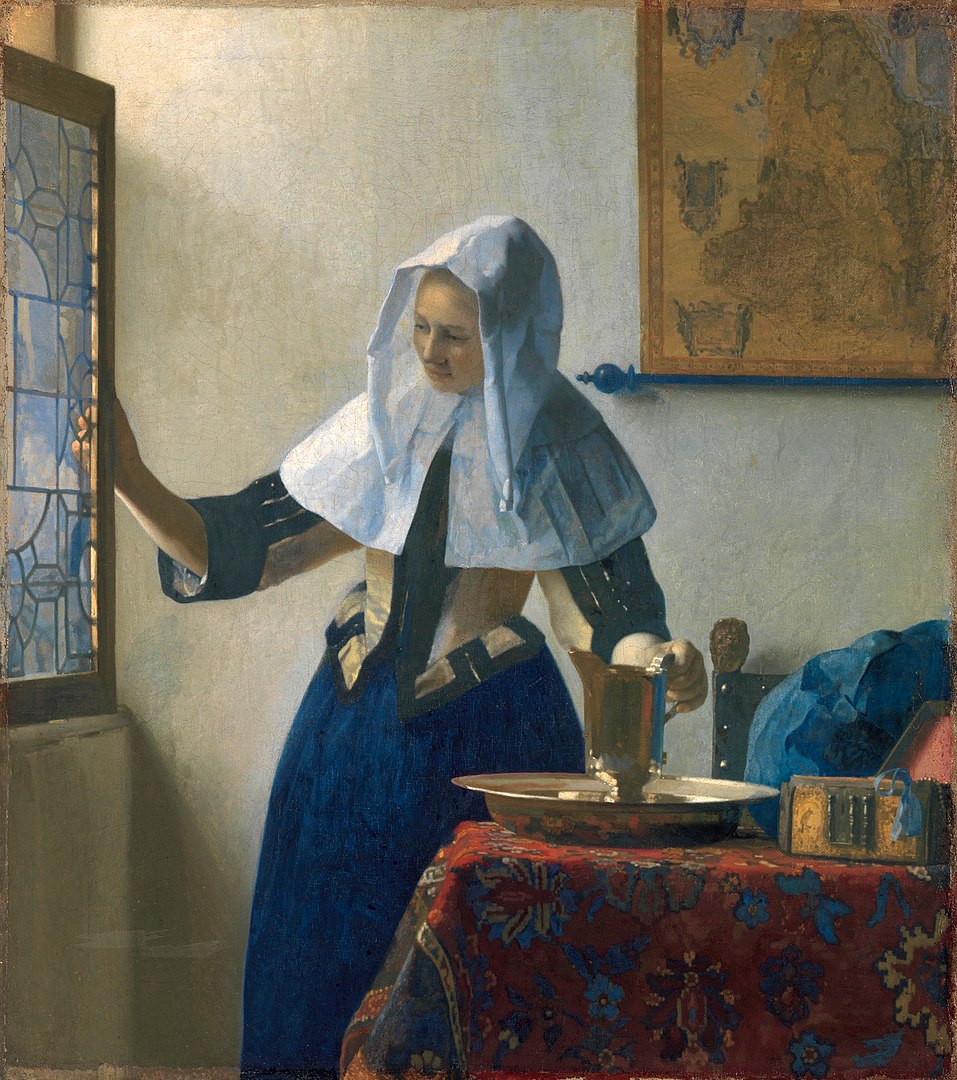 Jan Vermeer, Junge Frau mit Wasserkanne am Fenster, 1664 - 1665