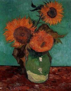 Vincent van Gogh, Vase mit drei Sonennblumen, August 1888